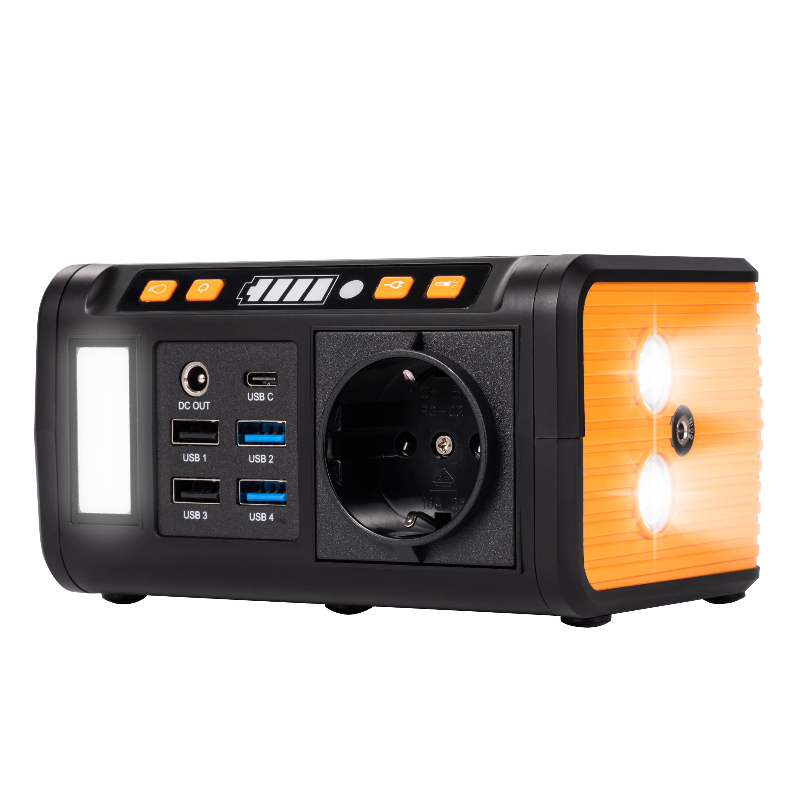Technaxx Mini Powerstation TX-205 mit LED Panel, Lampe, 5X USB - 74Wh Powerbank 230V mit eingebauter Steckdose für Laptop, Handy, Mini-Kühlschrank etc., Kompatibel mit Solarladegeräten