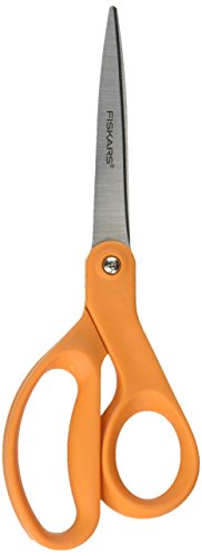 Fiskars 01-004342 Home and Office Scissors, 8-Inch Length, Stainless Steel, Straight, Orange Handle