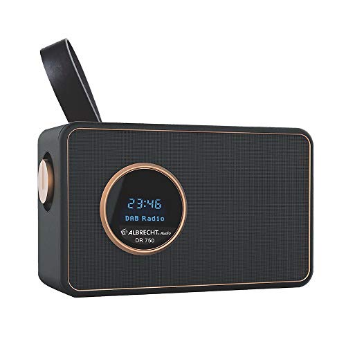 Albrecht DR750 DAB+/UKW Henkelradio, 27750, tragbares Digitalradio mit kristallklarem Klang mit integriertem Akku oder Netzbetrieb, Musikstreaming via Smartphone möglich, Farbe: schwarz