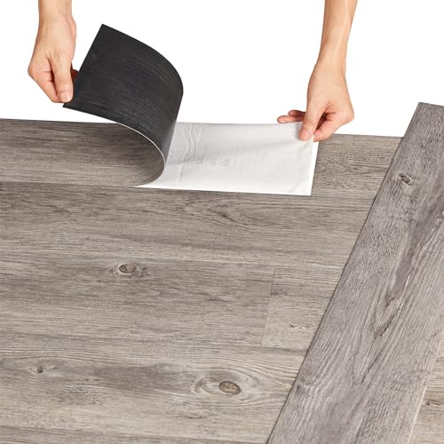 neu.holz Bodenbelag Selbstklebend 5,85 m² 'Grey Oak' Vinyl Laminat 42 rutschfeste Dekor-Dielen für Fußbodenheizung