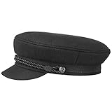 HAMMABURG Elbsegler Mütze Schwarz für Herren - traditionelle Kapitänsmütze mit Innenfutter - Matrosenmütze aus Tuch - Größe 60 cm - Schirmmütze mit Kordel, kurzem Visor und silbernen Knöpfen