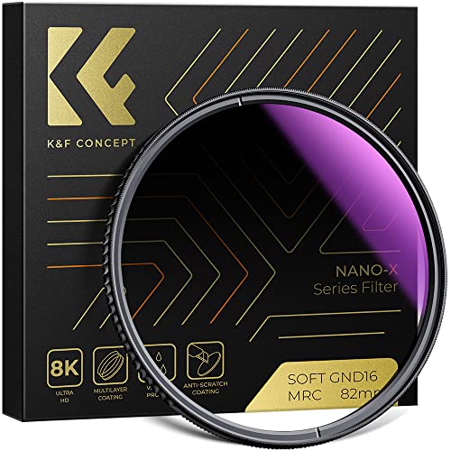 K&F Concept 82mm Soft GND8 Verlaufsfilter ND0,9(3 Stops,12,5%) Grauverlaufsfilter GND8 Filter aus optisches Glas