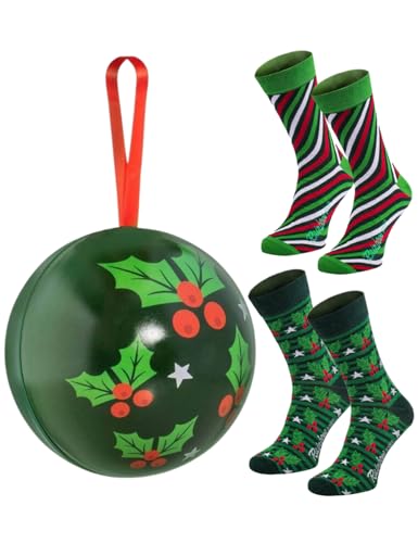 Rainbow Socks – Weihnachtssocken in Weihnachtskugeln für sie und für ihn - Dunkelgrün - 2 Paar - 41-46