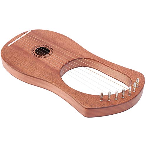 7-saitige Lyra-Harfe, Holz-Saiten-Harfe Extra-Saiten-Satz Drehschlüssel für Kinder und Anfänger für Musikbegeisterte Erwachsene