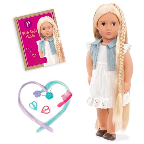Our Generation 44549 Hair Grow Doll, Blonde, Phoebe Frisier-Puppe Pheobe mit weißem Kleid, 46 cm