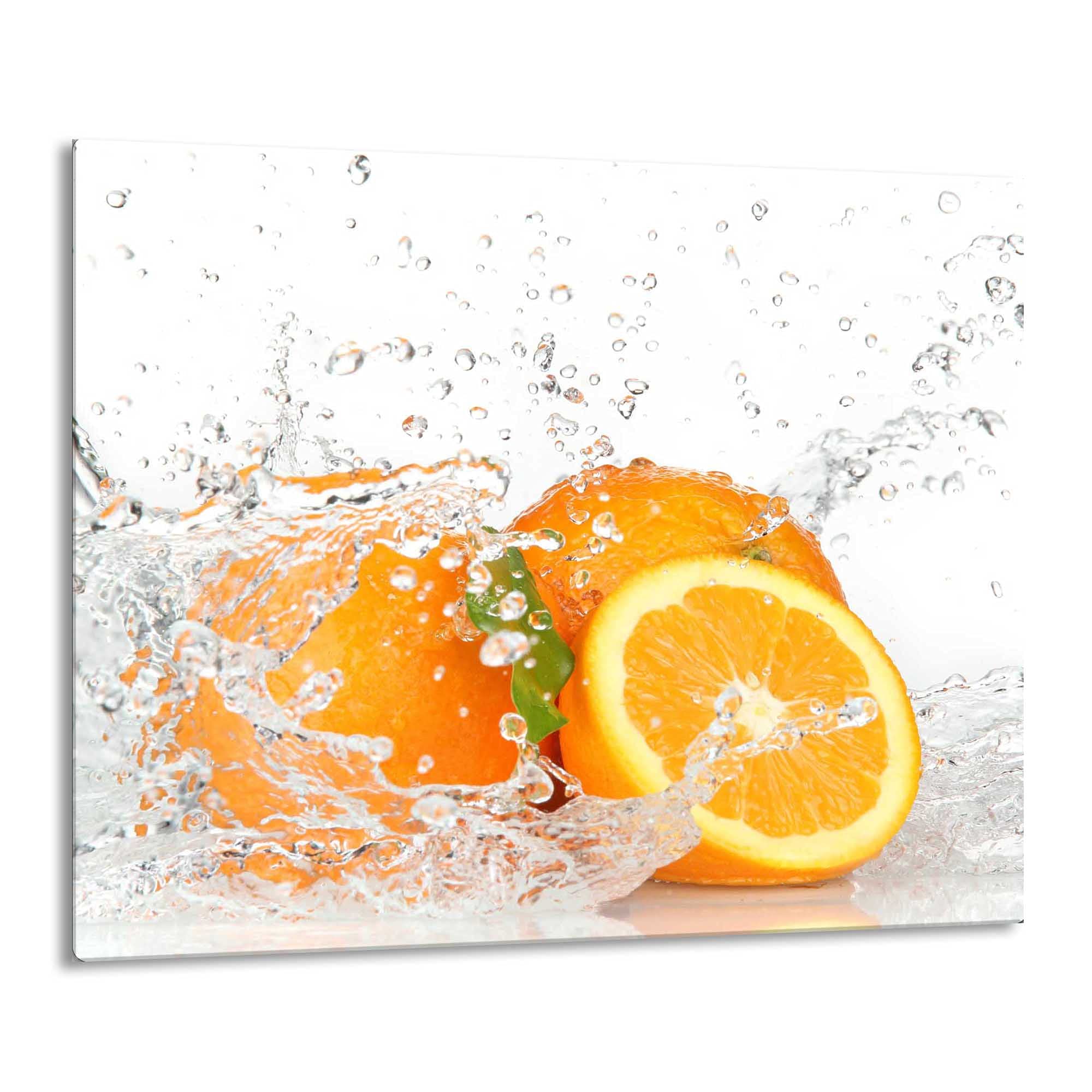 Gsmarkt | Herdabdeckplatte Schneidebrett Spritzschutz 60x52 | Bild auf Glas | Sicherheitsglas Gehärtetes Glas Bild | Motiv Orange