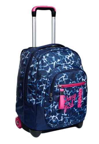 Trolley Seven, Dyed Hearts, blau, 2-in-1 Rucksack mit Cross-Over-System, Schule & Reise
