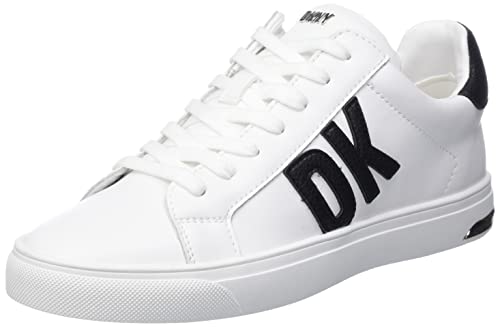 DKNY Damen Abeni Lace-up Leather Sneakers Sneaker, Brght Wt/Bk, 39 EU