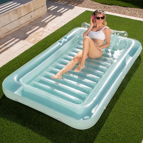 Sloosh XL 216 x 144 cm, Aufblasbarer Bräunungspool Lounge-Schwimmer, 216 x 145 cm, extra große Sonnenbräune, Schwimmbecken für Erwachsene, Pool zum Sonnenbaden, Sonnenbaden