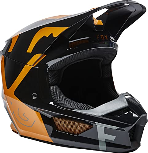 FOX V1 Skew Jugend Motocross Helm Schwarz/Gold M (49/50)