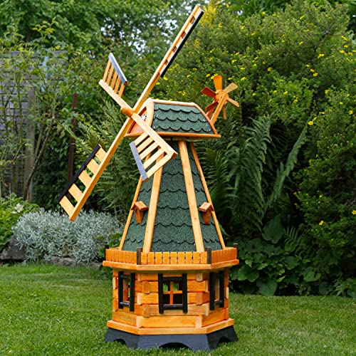 Deko-Shop-Hannusch Große Windmühlen mit Solarbeleuchtung - Höhe 1,30 oder 1,45 Meter, Farbe|Größe:1.28m grün