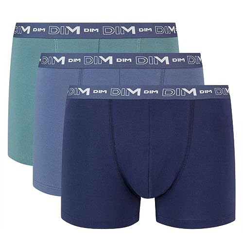 Dim Herren Boxer Coton Stretch X3 Boxershorts, Mehrfarbig (Vert Palme/Bleu Orage/Bleu Denim 95v), Medium (Herstellergröße: 3) (3er Pack)