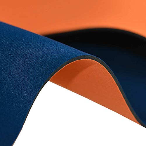 0,5m Neopren-Imitat Stoff Doubleface Stretch 130cm breit Meterware Farbwahl, Farbe:orange-dunkelblau