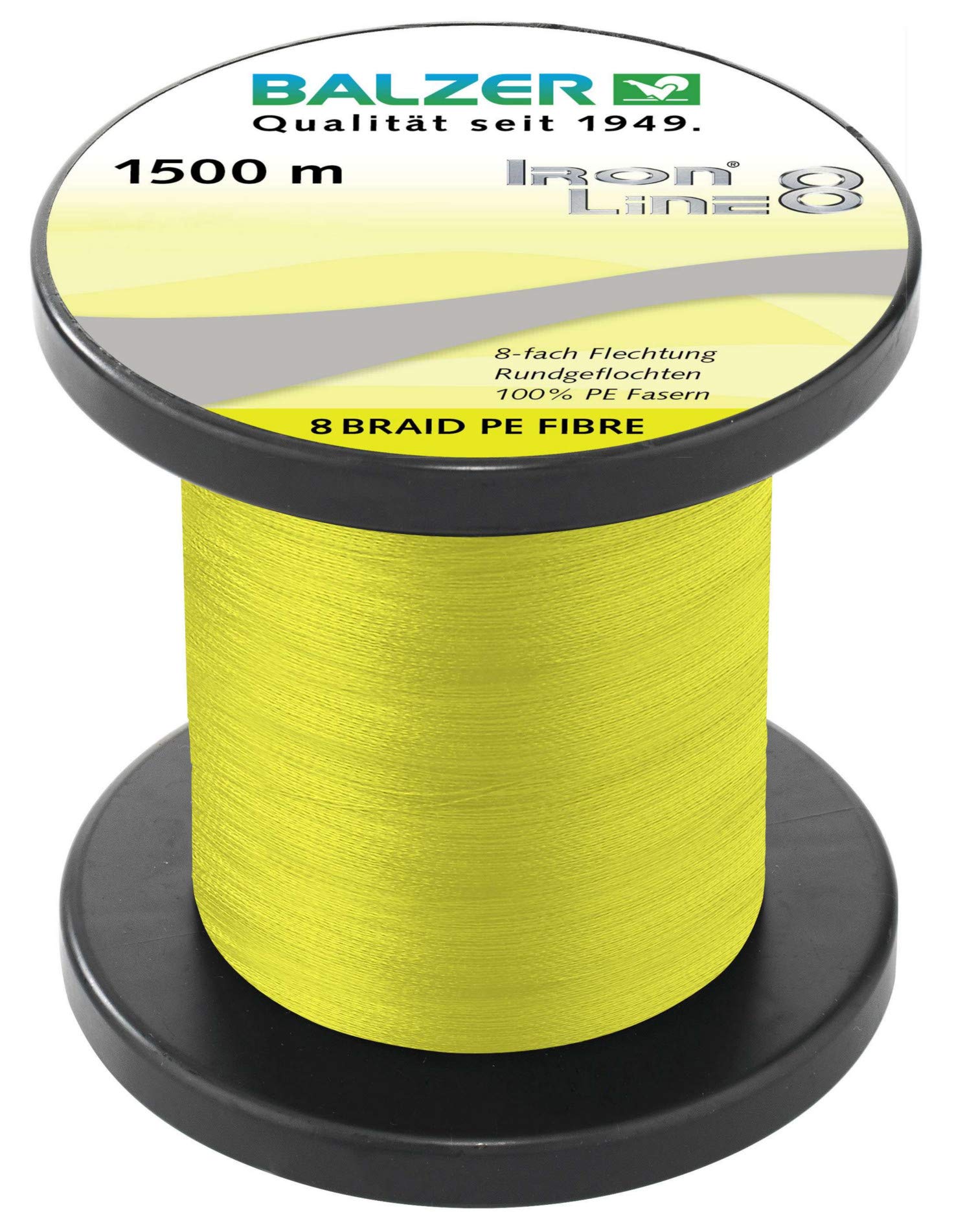 Balzer Iron Line 8-1500m geflochtene Schnur zum Spinnfischen, Farbe:Gelb, Durchmesser/Tragkraft:0.16mm / 11.6kg