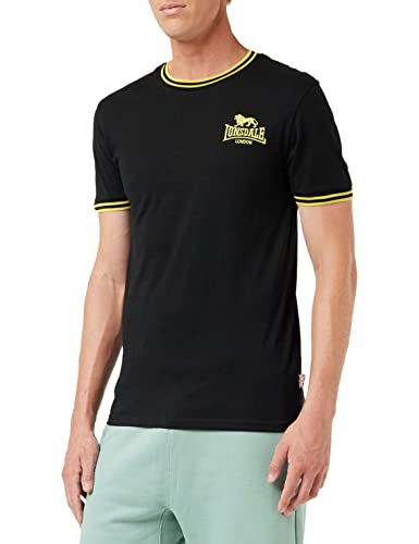 Lonsdale Men's DUCANSBY T-Shirt, Black/Yellow, L