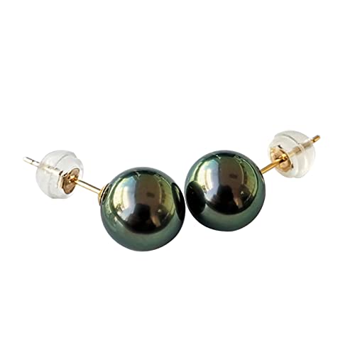 Perlen Ohrringe Tahiti Zuchtperlen Ohrstecker Rund Frauen Schmuck Geschenk 7.0-11.0mm Geeignet Für Feiertage, Dating Geschenke, 8-9MM