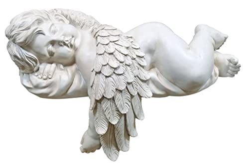 Fachhandel Plus Regal-Engel mit Flügel liegend Kanten-Engel Kantenfigur Skulptur Putte Grabengel