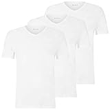 Boss Herren Classic T-Shirts Kurzarm Shirts Pure Cotton V-Neck 3er Pack, Farbe:Weiß, Artikel:-100 White, Größe:L