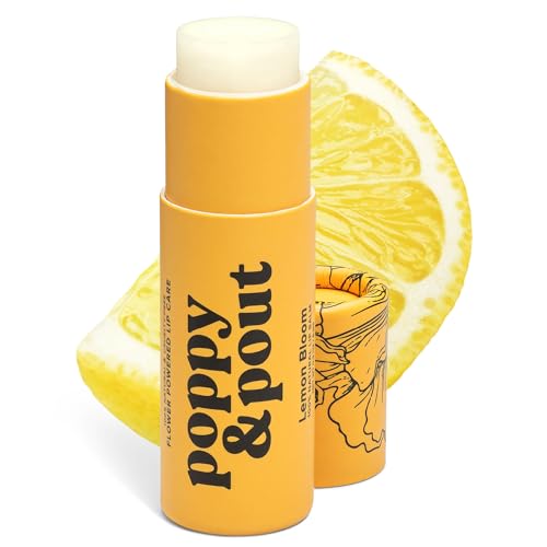 Poppy & Pout 100% Natural Lip Balm, 0.3oz Cardboard Tube, Hand-filled - Beeswax, Vitamin E, Organic Coconut Oil, Cruelty Free (Lemon Bloom)