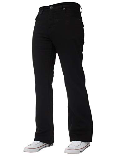 APT Herren Basic Bootcut Denim Jeans mit weitem Bein, verschiedene Taillengrößen und Farben erhältlich, Schwarz , 34 W/30 L