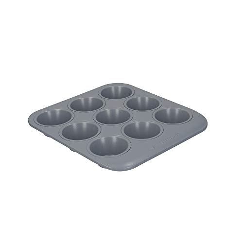 MasterClass Smart Ceramic Muffinblech, mit robuster Antihaftbeschichtung, Karbonstahl, stapelbares Muffinblech mit 9 Muffinformen, 24 cm x 22cm