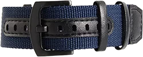 Herrenarmband, Lederarmband, Armband for Männer und Frauen, 20 mm/22 mm Nato-Militärsport for mechanische Uhren, Tauchsport (Color : Blue Black)