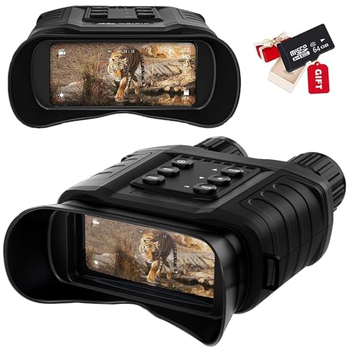 Nachtsichtgerät für Erwachsene, 20X Optischer 4X Digital Zoom 1640ft Erkennungsweite Wasserdichtes Hochempfindlicher CMOS-Sensor Infrarot-Nachtsichtbrille für Jagd Camping mit 64GB SD-Karte