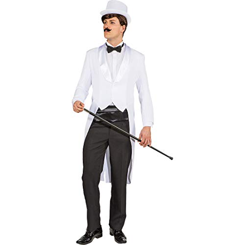 Amakando Klassischer Frack-Anzug für Herren mit Schalkragen/Weiß 48/50 (M) / Vornehmer Karnevalsfrack für 20er Jahre Gentlemen/Perfekt geeignet zu Fasching & Karneval