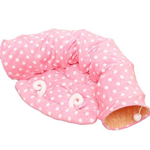 Mengyu Katzenhöhle Katzenbett, Katze Tunnel Spielzeug und Bett 2 in 1, Klappbar Abnehmbarer Warm Plüsch Bett mit Kratzern Ball für Welpen Kätzchen Kitty (Stil#3-1)