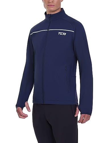 TCA Herren Thermische Radlaufjacke. Reflektierende atmungsaktive winddichte Jacke mit Reißverschlusstaschen - Dunkelblau, XL