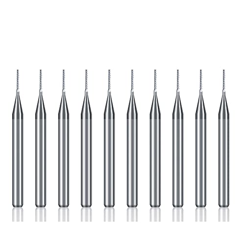 JAINGU 10 stücke 0,5-3,175mm PCB Fräser Set Hartmetall CNC Fräser Werkzeuge PCB Maschine Gravur Bit 3,175mm Schaft CNC Schaftfräser,10 Stück 0,5 mm