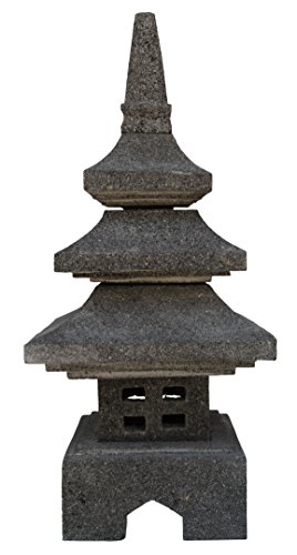 STONE art & more Tempel-Leuchte, Pagode, dreistöckig, H 50 cm, Lavastein, frostfest