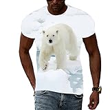 CUSMA Weißes T-Shirt mit Tiermotiv und 3D-Druck für Damen und Herren mit Rundhalsausschnitt und kurzen Ärmeln