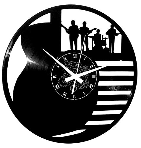 Instant Karma Clocks Wanduhr aus Vinyl Schallplatte Band Gitarre Akku Bass Musiker Musikinstrumente Gruppe Rock Musikband