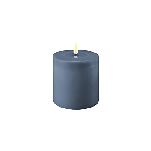 ReWu LED Kerze Deluxe Homeart, Indoor LED-Kerze mit realistischer Flamme auf einem Echtwachsspiegel, warmweißes Licht - (Ice Blue)