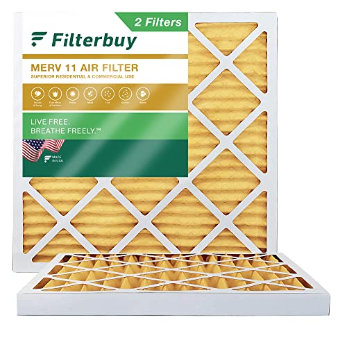 FilterBuy 16x16x2 MERV 11 Plissee AC Ofen Luftfilter (2 Filter), 16x16x2 - Gold
