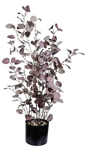 Deko-Eukalyptus-Kunstpflanze Dekopflanze im Topf 92 cm violett echtaussehend