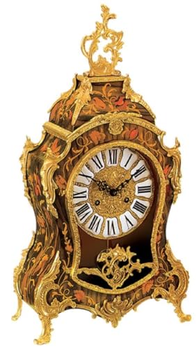 Casa Padrino Luxus Barock Tischuhr Braun/Mehrfarbig/Gold - Prunkvolle Barockstil Uhr - Handgeschnitzte Barock Schreibtischuhr - Luxus Qualität - Made in Italy