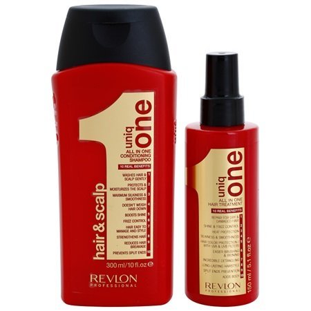 Revlon uniq one Duo Pack <p>Revlon uniq one Conditioning Shampoo 300 ml + Revlon uniq one all in one hair treatment 150 ml</p>