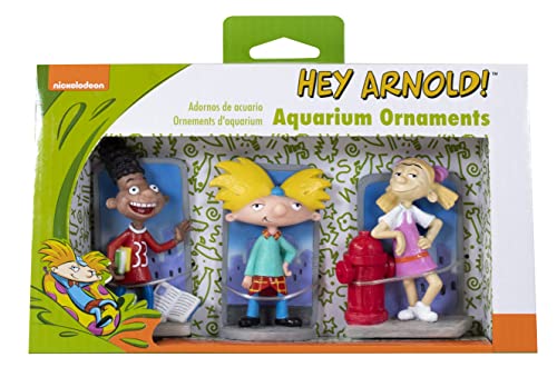 Penn-Plax Hey Arnold 3-teiliges Aquarium-Deko-Set – inklusive Arnold, Gerald und Helga – klein
