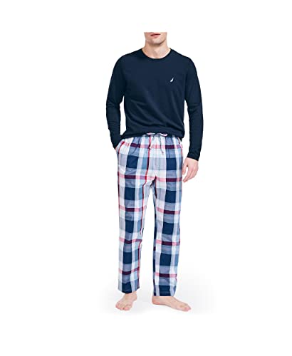 Nautica Herren-Schlafanzughose, weich, gewebt, 100% Baumwolle, elastischer Bund - Blau - Large