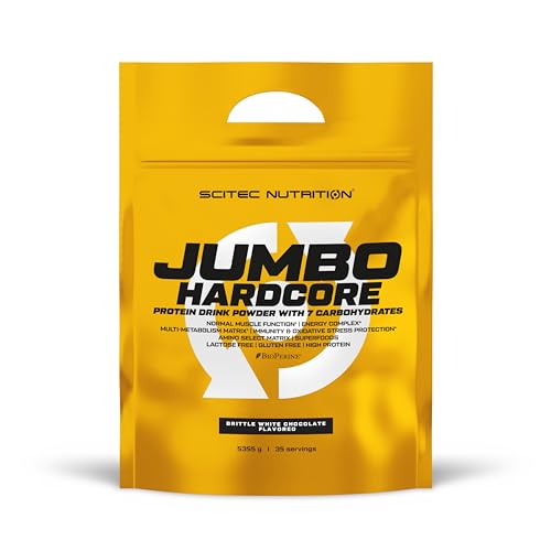 Scitec Nutrition Jumbo Hardcore, Aromatisiertes Eiweiß Getränkepulver mit Kohlenhydraten, 5355 g, Krokant-Weiße Schokolade
