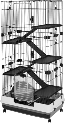 A&E Cage Company 80-3 Deluxe Kleintierkäfig, 6 Ebenen, 81,3 cm L x 53,3 cm B x 152,4 cm H, 17,7 kg, Schwarz