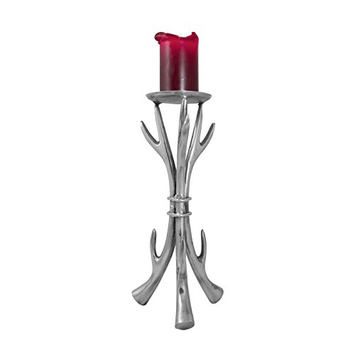 Trendyshop365 Vintage Shabby Chic Deko-Kerzenständer Geweih aus poliertem Aluminium/Kerzenleuchter ca.33x16cm / handgefertigt