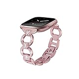 Edelstahlarmband für Fitbit Versa Uhrenarmband Bling Kette Strass Diamanten Armbänder Armband für Fitbit Versa (Rose Pink)