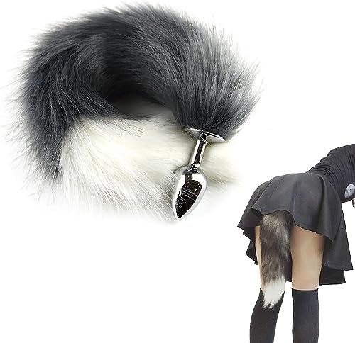 CWT Stainless Steel Plug with Fox Tail Butt Plug Anus Masturbator Sex Toy SM Cosplay Sex Toy with Faux Fox for Men Women Couples Toy Beginners (Foxtail Butt Plug)