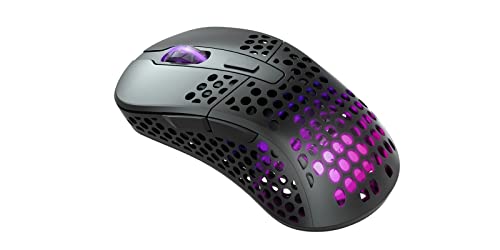 Xtrfy M4 Kabellose ultraleichte Gaming-Maus, RGB, verstellbare Form, 2,4 GHz, verzögerungsfrei, kabellos, 75 Stunden Akkulaufzeit, Schwarz