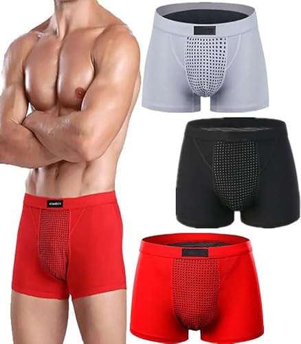 Physiologische Unterwäsche Für Männer Mit Magnetfeldtherapie, Boxershorts Zur Verbesserung Der Gesundheit, 52 Energiemagnete, 3er-Set (4XL,Dreifarbig)