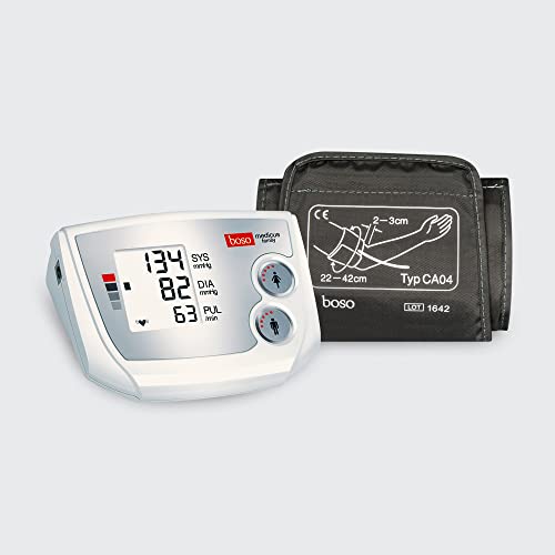 boso medicus family - Partner-Blutdruckmessgerät mit 2 Speicher-Plätzen, großem Display und Arrhythmie-Erkennung - Inkl. Universal-Manschette (22-42cm)