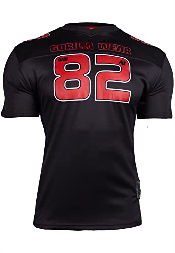Gorilla Wear Fresno T-Shirt - schwarz/rot - Bodybuilding und Fitness Bekleidung Herren, XL